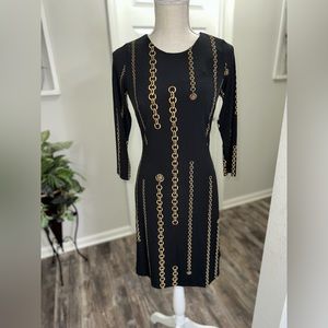 NWT Tommy Hilfiger Women’s Black Dress With “Gucci-Like Chain Pattern Size 2